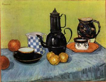 Vincent Van Gogh : Still Life, Blue Enamel Coffeepot, Earthenware and Fruit